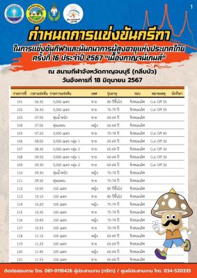 กำหนดการแข่งขัน "กรีฑา"